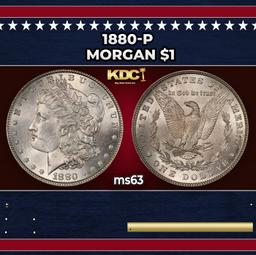 1880-p Morgan Dollar $1 Grades ms63