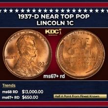 1937-d Lincoln Cent Near Top Pop 1c ms67+ rd SEGS