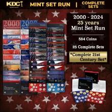 2000-2024 25 Years Mint Set Run - 584 Coins, 25 Complete Sets Comeplete 21st century Set