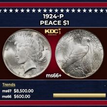 1924-p Peace Dollar $1 ms66+ SEGS