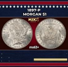 1897-p Morgan Dollar $1 Grades ms63+