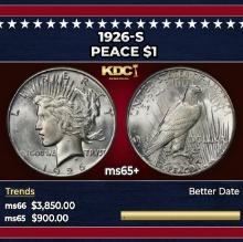 1926-s Peace Dollar $1 ms65+ SEGS