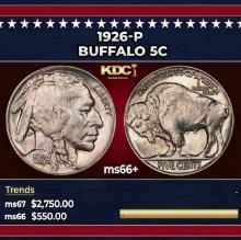1926-p Buffalo Nickel 5c ms66+ SEGS