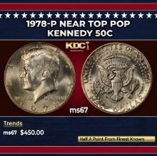 1978-p Kennedy Half Dollar Near Top Pop 50c ms67 SEGS