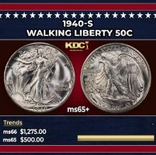 1940-s Walking Liberty Half Dollar 50c Grades ms65+
