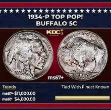 1934-p Buffalo Nickel TOP POP! 5c ms67+ SEGS
