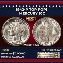 1942-p Mercury Dime TOP POP! 10c ms68+ FSB SEGS