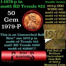 BU Shotgun Lincoln 1c roll, 1979-p 50 pcs Bank Wrapper 50c