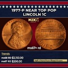 1977-p Lincoln Cent Near Top Pop 1c ms67+ rd SEGS