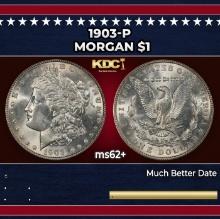 1903-p Morgan Dollar $1 Grades ms62+
