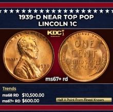 1939-d Lincoln Cent Near Top Pop 1c ms67+ rd SEGS