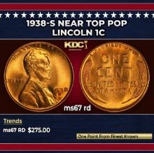 1938-s Lincoln Cent Near Top Pop 1c ms67 rd SEGS