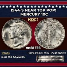 1944-s Mercury Dime Near Top Pop! 10c ms68 FSB SEGS