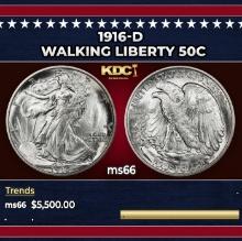 1916-d Walking Liberty Half Dollar 50c ms66 SEGS
