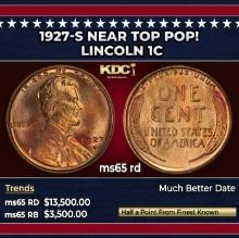 1927-s Lincoln Cent Near Top Pop! 1c ms65 rd SEGS