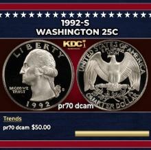 1992-s Proof Washington Quarter 25c pr70 dcam SEGS