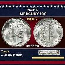1941-d Mercury Dime 10c ms67 fsb SEGS