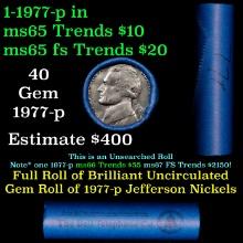 BU Shotgun Jefferson 5c roll, 1977-p 40 pcs Bank $2 Nickel Wrapper