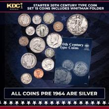 Starter 20th Century Type Coin Set 15 Coins Includes Whitman Folder