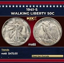 1941-s Walking Liberty Half Dollar 50c Grades ms65