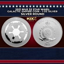 2021 Niue $2 Star Wars: Galactic Empire Coin - 1 oz Silver Round Round