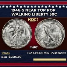 1946-s Walking Liberty Half Dollar Near Top Pop 50c ms67 SEGS