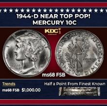 1944-d Mercury Dime Near Top Pop! 10c ms68 FSB SEGS