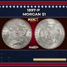 1897-p Morgan Dollar $1 Grades ms63+