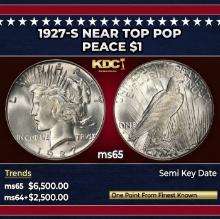 1927-s Peace Dollar Near Top Pop $1 ms65 SEGS