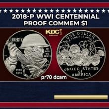 2018-p WWI Centennial Proof Modern Commem Dollar $1 pr70 dcam SEGS