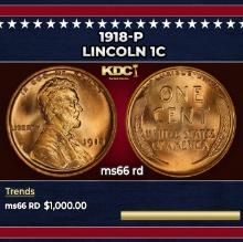 1918-p Lincoln Cent 1c ms66 rd SEGS