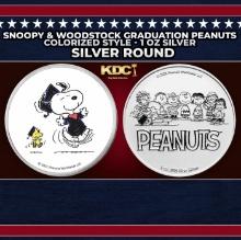 Snoopy & Woodstock Graduation Peanuts Colorized Style - 1 oz Silver Round Round