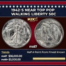 1942-s Walking Liberty Half Dollar Near Top Pop 50c ms67 SEGS