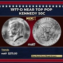 1977-d Kennedy Half Dollar Near Top Pop 50c ms67 SEGS