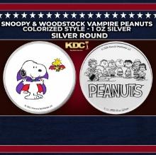 Snoopy & Woodstock Vampire Peanuts Colorized Style - 1 oz Silver Round Round