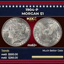 1904-p Morgan Dollar $1 Grades ms62+