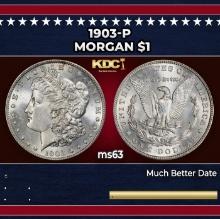 1903-p Morgan Dollar $1 Grades ms63