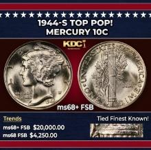 1944-s Mercury Dime TOP POP! 10c ms68+ FSB SEGS