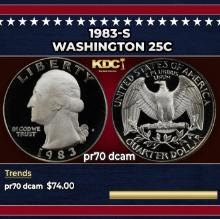 1983-s Proof Washington Quarter 25c pr70 dcam SEGS