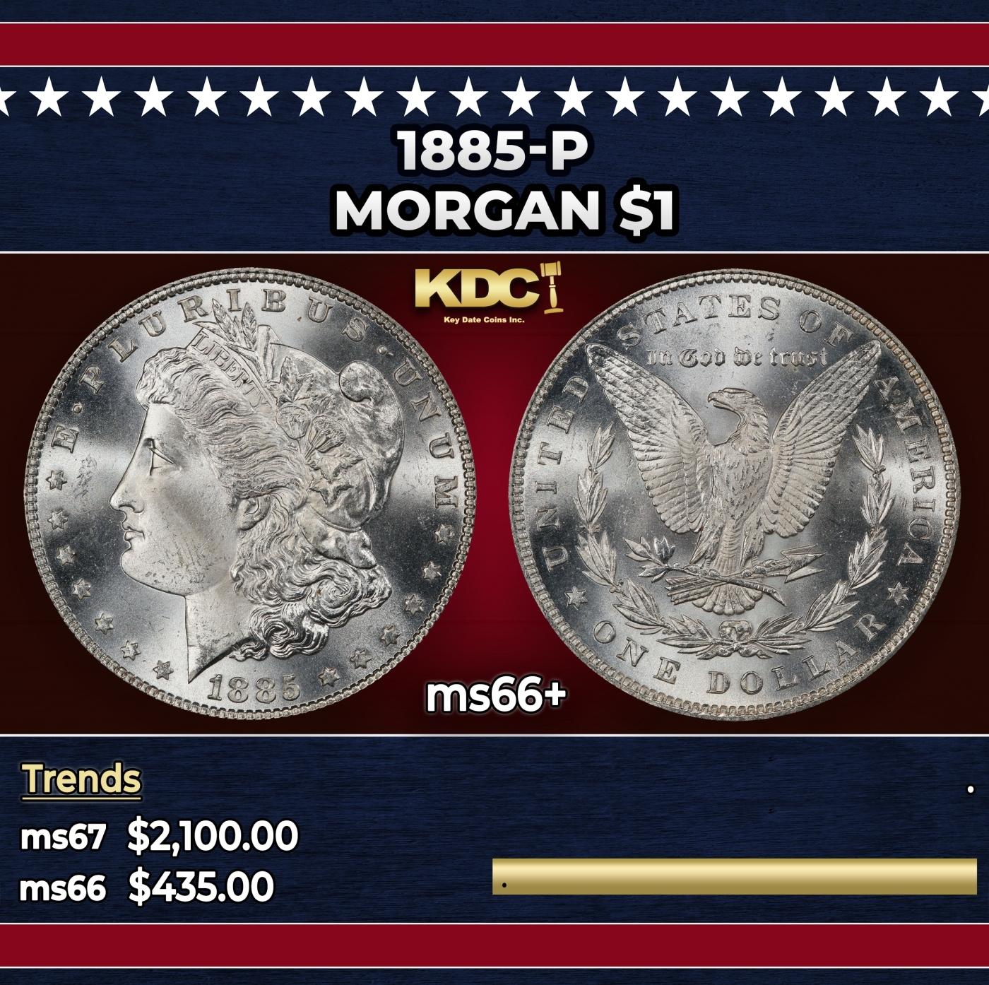 1885-p Morgan Dollar $1 ms66+ SEGS
