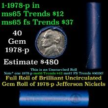 BU Shotgun Jefferson 5c roll, 1978-p 40 pcs Bank $2 Nickel Wrapper