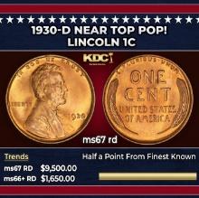1930-d Lincoln Cent Near Top Pop! 1c ms67 rd SEGS