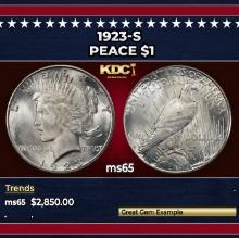 1923-s Peace Dollar $1 ms65 SEGS