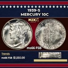 1939-s Mercury Dime 10c ms66 FSB SEGS