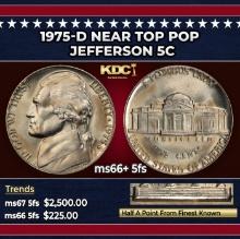 1975-d Jefferson Nickel Near Top Pop 5c ms66+ 5fs SEGS