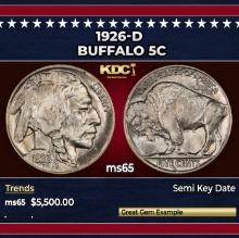 1926-d Buffalo Nickel 5c ms65 SEGS