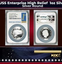 NGC NGC 2016-p Star Trek USS Enterprise High Relief  1oz Silver $1 Australlian Tuvalu  Proof pr70 dc