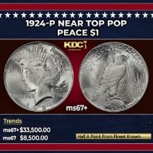 1924-p Peace Dollar Near Top Pop $1 ms67+ SEGS