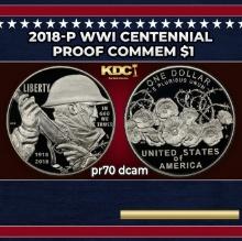 2018-p WWI Centennial Proof Modern Commem Dollar $1 pr70 dcam SEGS