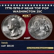 1776-1976-p Washington Quarter Near Top Pop 25c ms67 SEGS